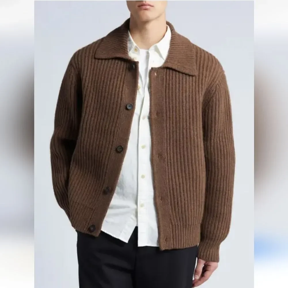 COS Alpaca Blend Ribbed Button Down Cardigan For Men Size XS